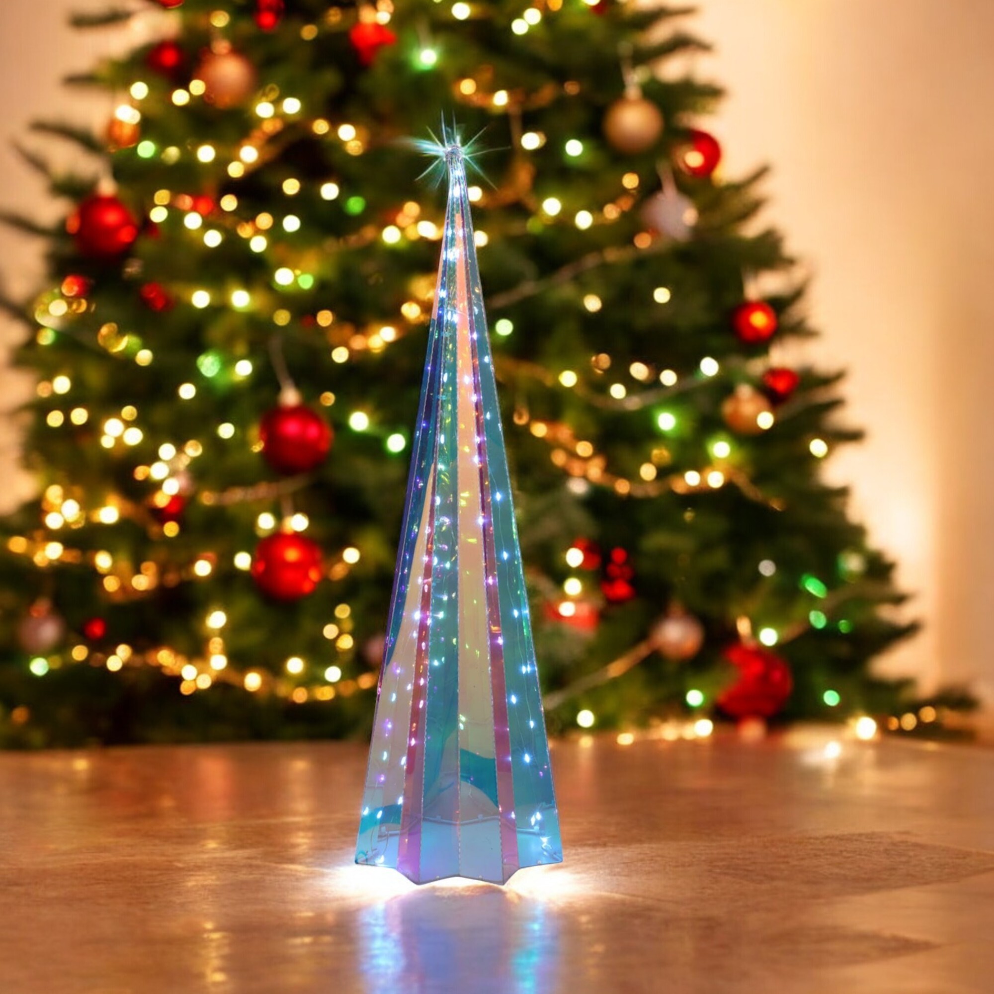 árbol luminoso de navidad con base de estrella con 40 luces led h.40cm