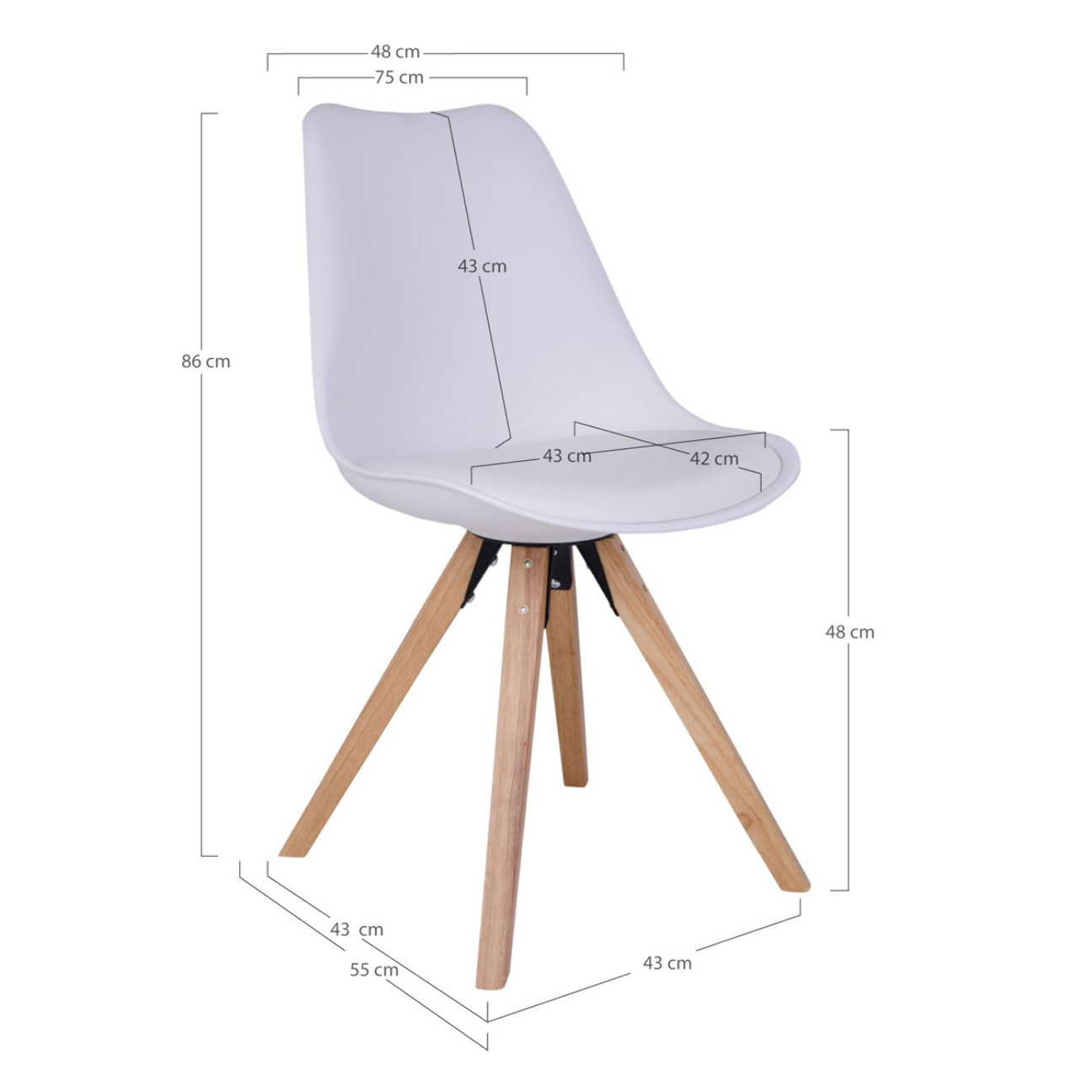 Set 2 sedie da pranzo Bergen in ecopelle bianca con gambe in legno naturale