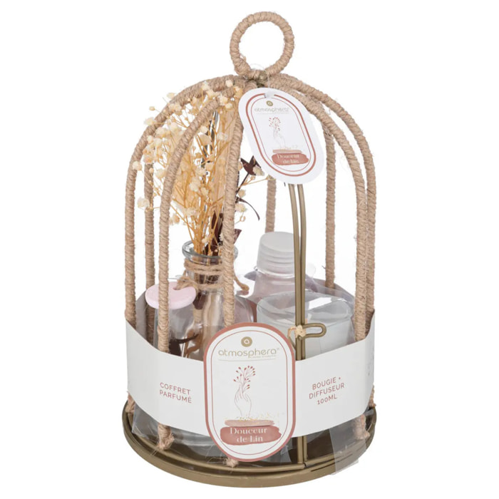 Coffret senteur cage Paola avec corde lin