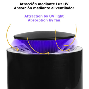 Atrapa mosquitos eléctrico con luz led, aspirador y depósito.