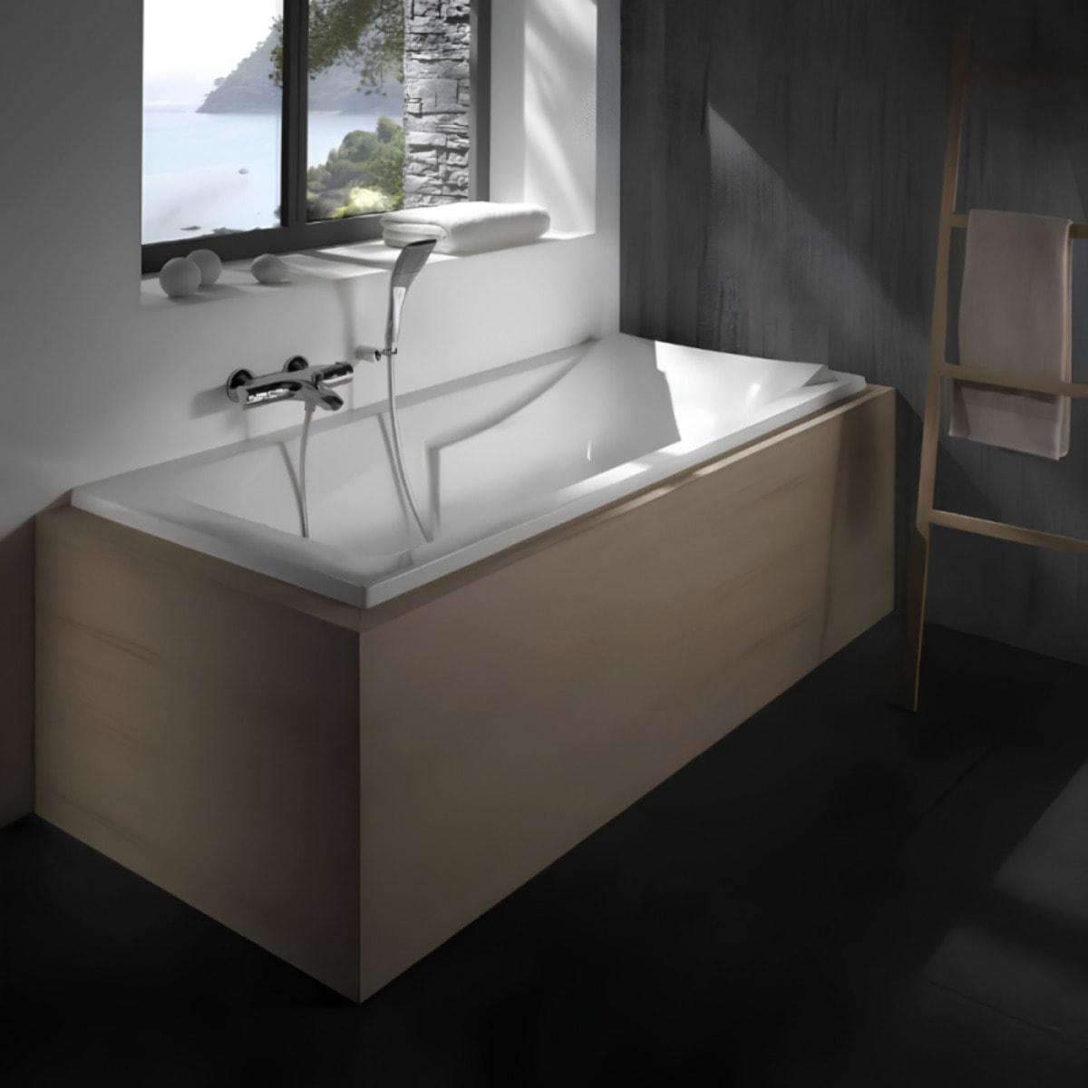 Baignoire droite 170 X 70 Corvette confort acrylique renforcé avec bonde