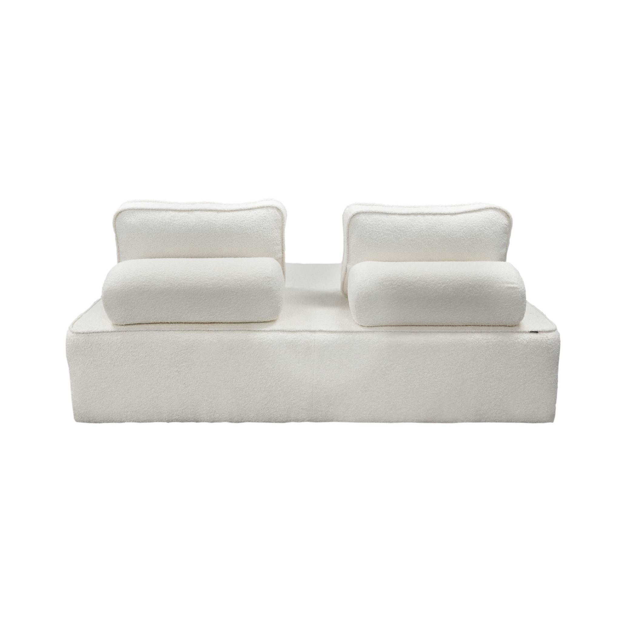 Set de 2 chauffeuses pour canapé modulable tissu bouclette crème 2 places Bao. L 180 x P 90 x H 74cm