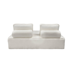 Set de 2 chauffeuses pour canapé modulable tissu bouclette crème 2 places Bao. L 180 x P 90 x H 74cm
