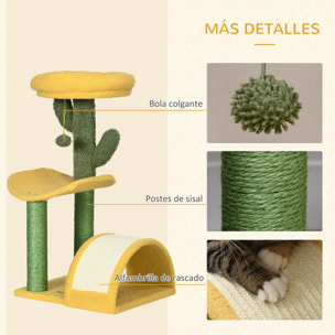 Árbol Rascador para Gatos con Cama Poste de Sisal Rascadora Curva 40x35x72 cm