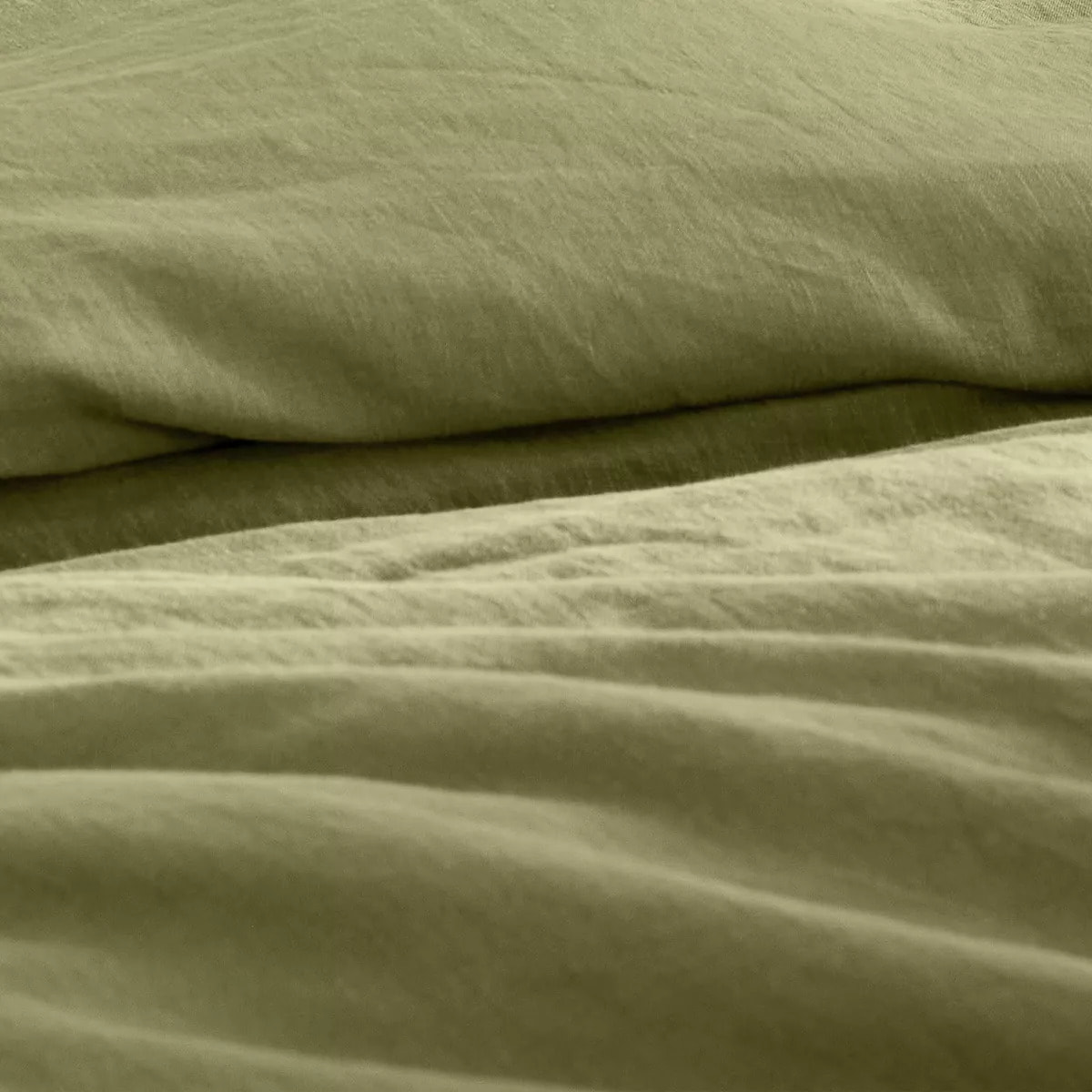 Housse de couette pur lin lavé 165 g/m² uni vert Le lin lave cedre