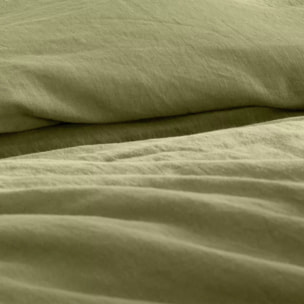 Housse de couette pur lin lavé 165 g/m² uni vert Le lin lave cedre