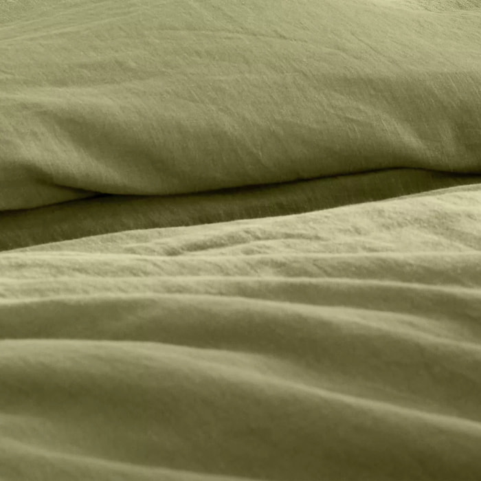Housse de couette pur lin lavé 165 g/m² uni vert Le lin lave cedre
