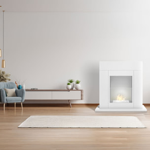 Marco Aurelio - Camino a bioetanolo da terra freestanding, biocamino da pavimento, 73x20xH75 cm colore bianco