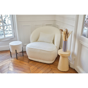 Fauteuil design bouclé blanc