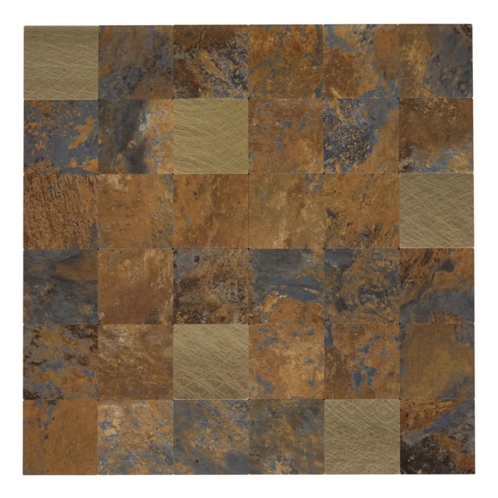 Lot de 2 stickers muraux Mina 30x30cm carreaux marrons