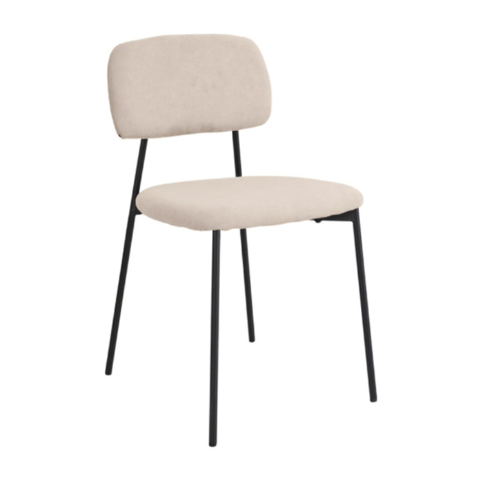 Chaise de repas en tissu doux avec 4 pieds en métal noir - MIRA