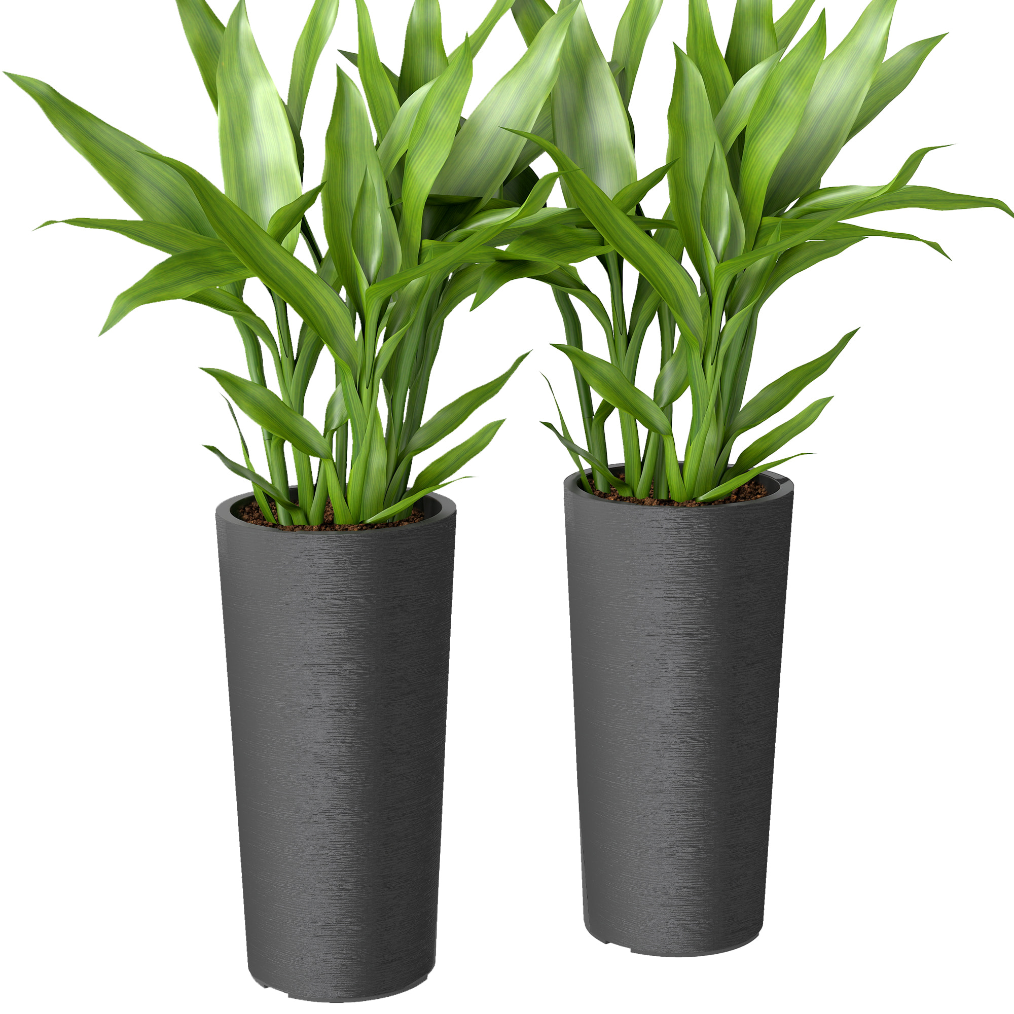Lot de 2 pots de fleur design dia.35x60cm plastique anthracite
