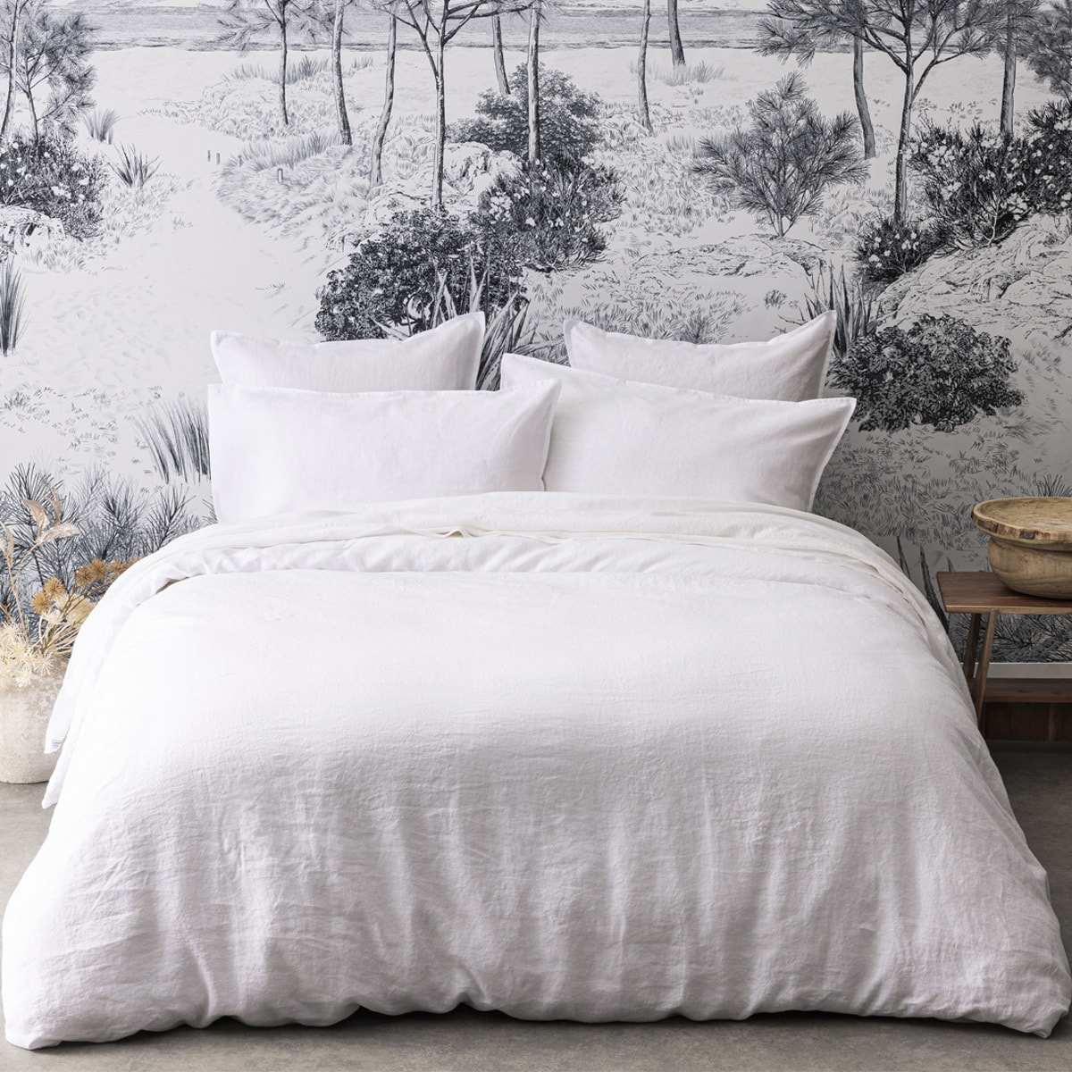 Housse de couette unie en lin lavé, Made in France, NOUVELLE VAGUE , Blanc