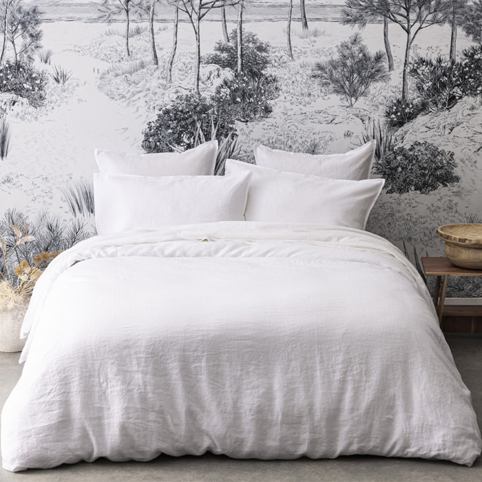 Housse de couette unie en lin lavé, Made in France, NOUVELLE VAGUE , Blanc