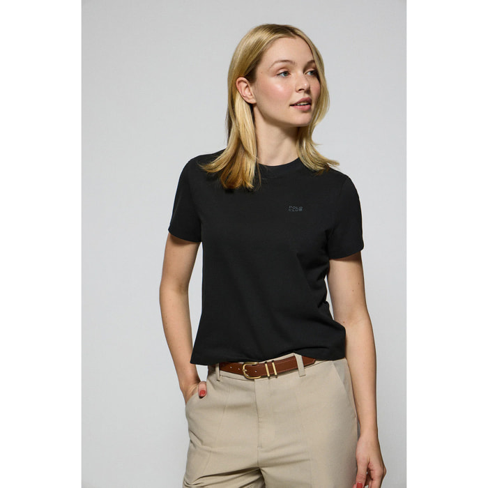 Camiseta Tori negra con print engomado Polo Club