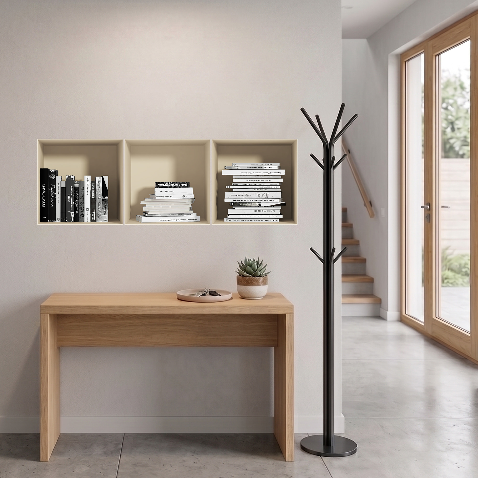 Stickers muraux 3D | Sticker Mural Autocollant effet 3D livres en noir et blanc - Stickers adhésifs 3D Chambre Salon Trompe l'oeil