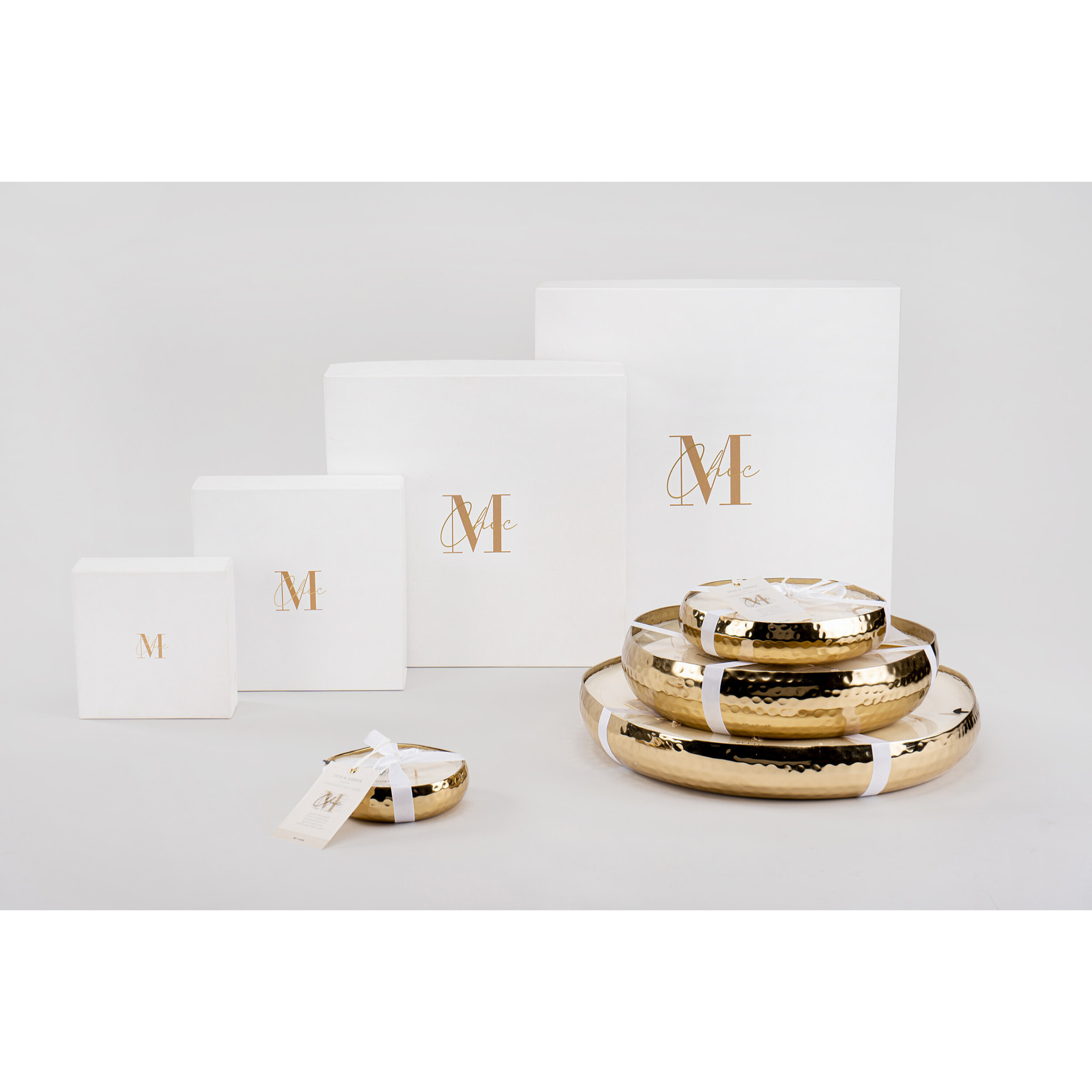 J-Line bougie parfumée M-Chic - métal - or- large - 44H