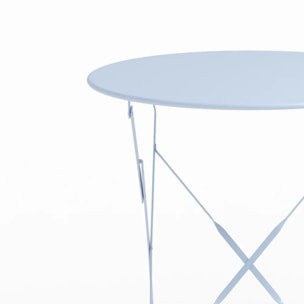 Table de jardin ronde et pliante en métal bleu pastel 2 personnes - Kayla