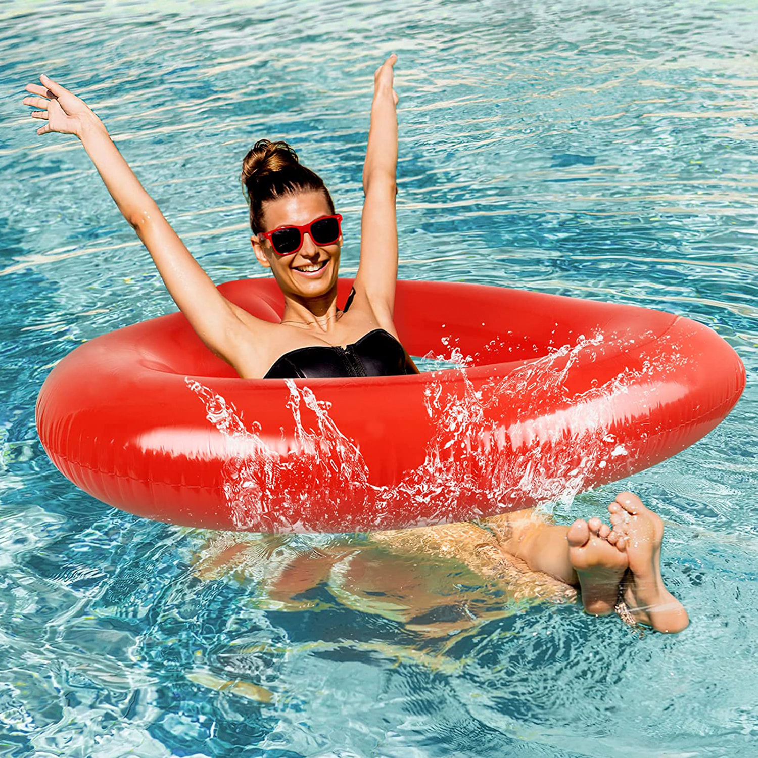 DAM Flotador de 120cm con forma de corazón. 120x120x1 Cm. Color: Rojo