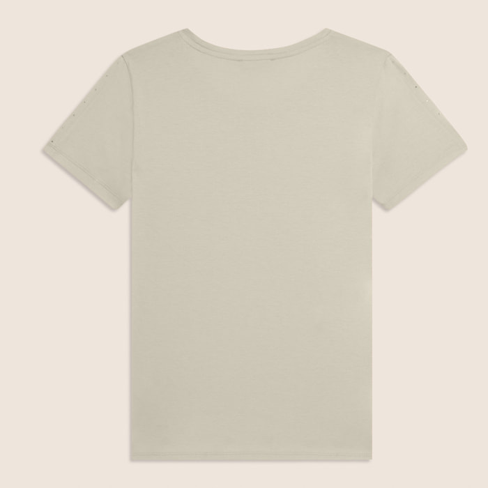 T-shirt manica corta con dettaglio cut out e strass