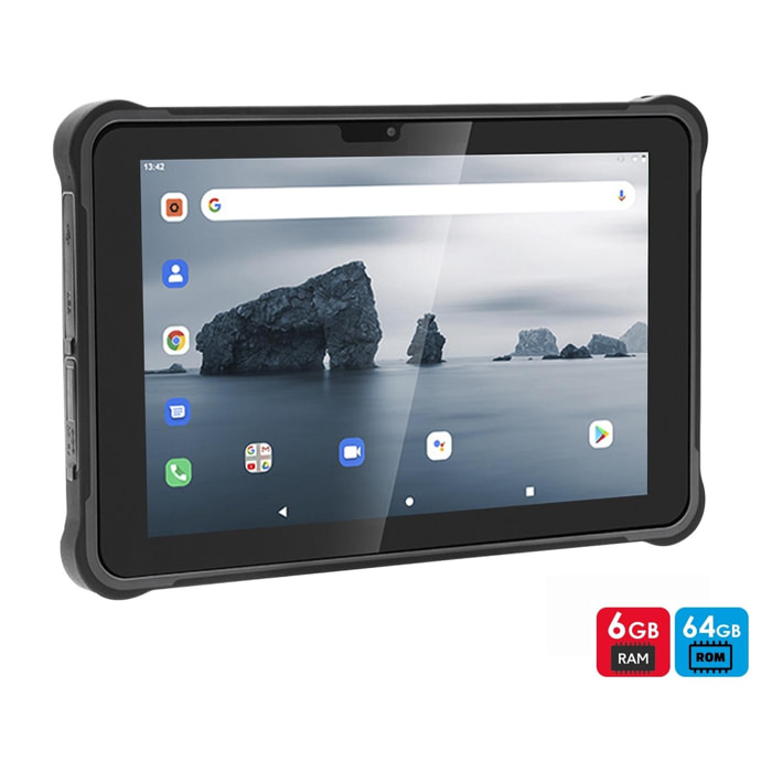 DAM Tablet rinforzato T11 Pro 4G. Schermo FHD Android 11.10.1'' 1920x1200. 4 GB di RAM + 64 GB. IP67, rinforzato. GPS. 27,5x1,8x17,8 cm. Colore nero