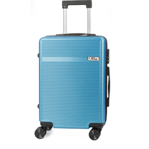 DAM Maleta de cabina Trolley en material ligero de ABS de alta resistencia. Cerradura numérica y 4 ruedas dobles extraíbles y giratorias 360°. 36x21x55 Cm. Color: Azul Vaquero