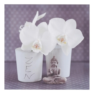 Toile imprimée "Fleurs" - bois - 28x28 cm