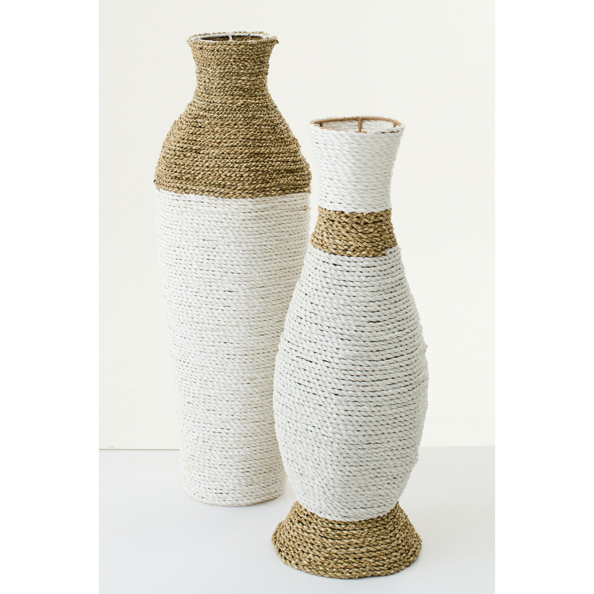 J-Line Vase Raffia - blanc/naturel