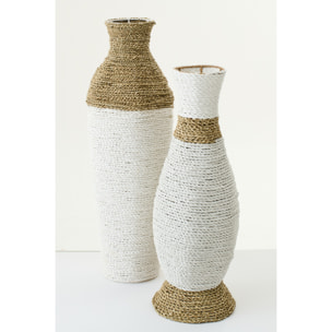 J-Line Vase Raffia - blanc/naturel