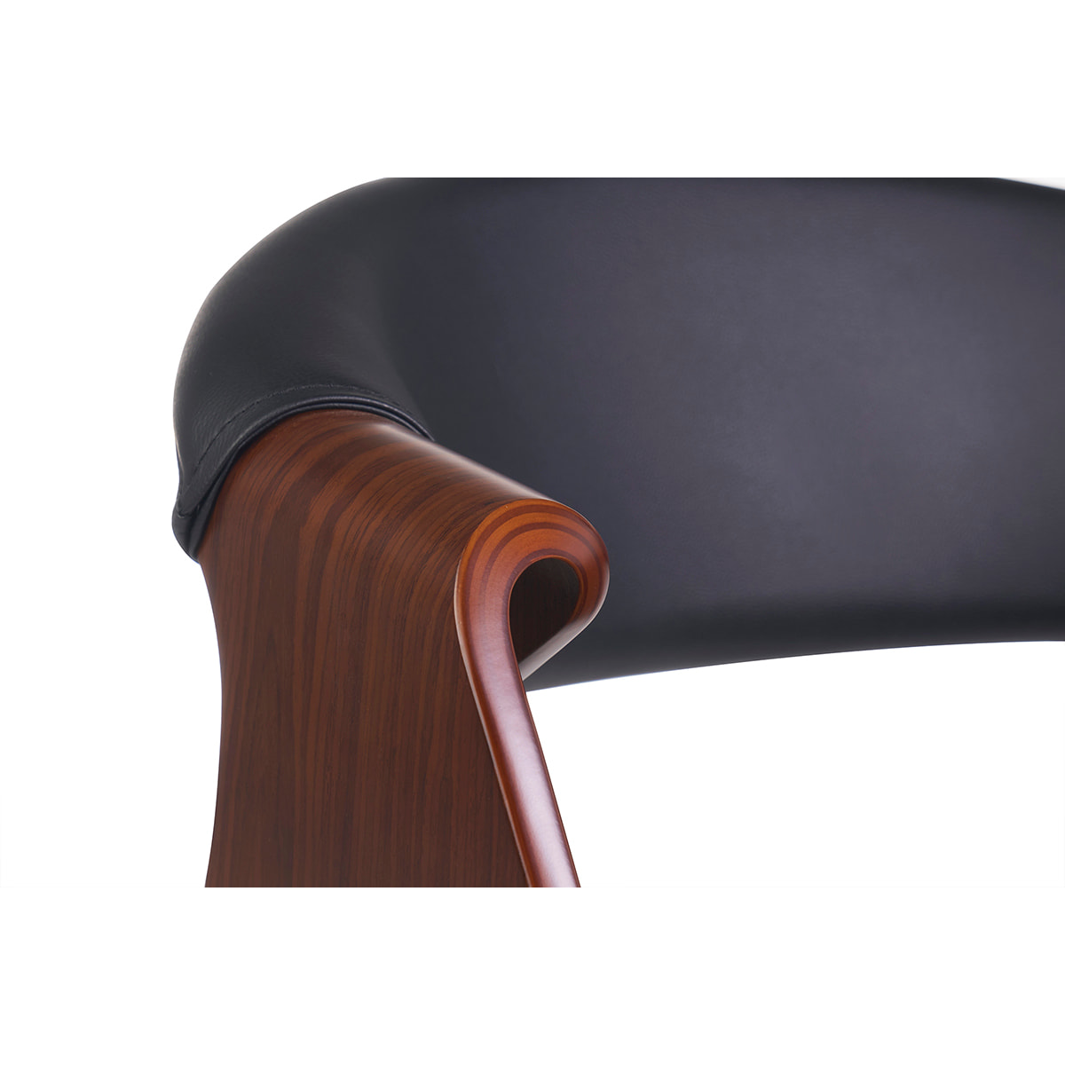 Fauteuil design noir et bois foncé noyer ARAMIS