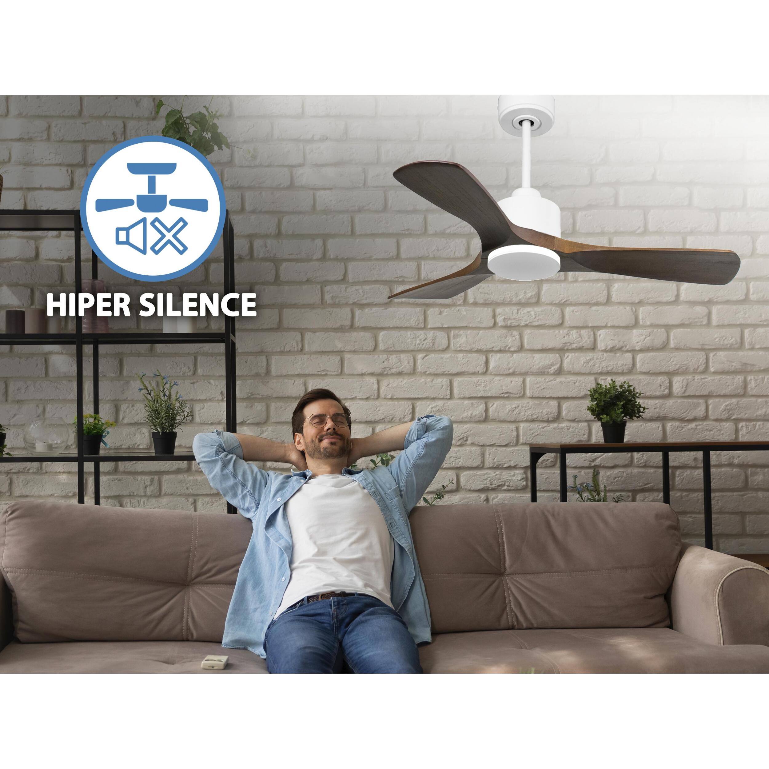 Ventilateur de plafond Réversible  Thermostat Wifi Moteur à courant continu Toits en pente Télécommande Hypersilence Mémoire