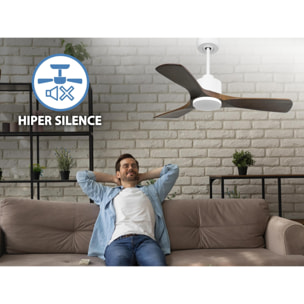 Ventilateur de plafond Réversible  Thermostat Wifi Moteur à courant continu Toits en pente Télécommande Hypersilence Mémoire