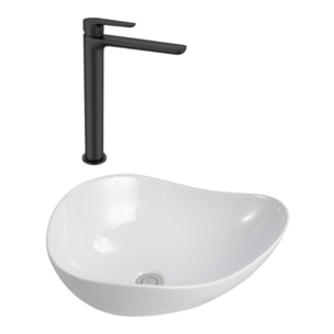 Set PixL 51 x 38 x 19 cm vasque à poser blanc brillant + mitigeur XL + bonde (CEPX50538SAT285C)