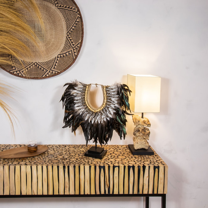 Collier en plumes et coquillages noirs PAPUA