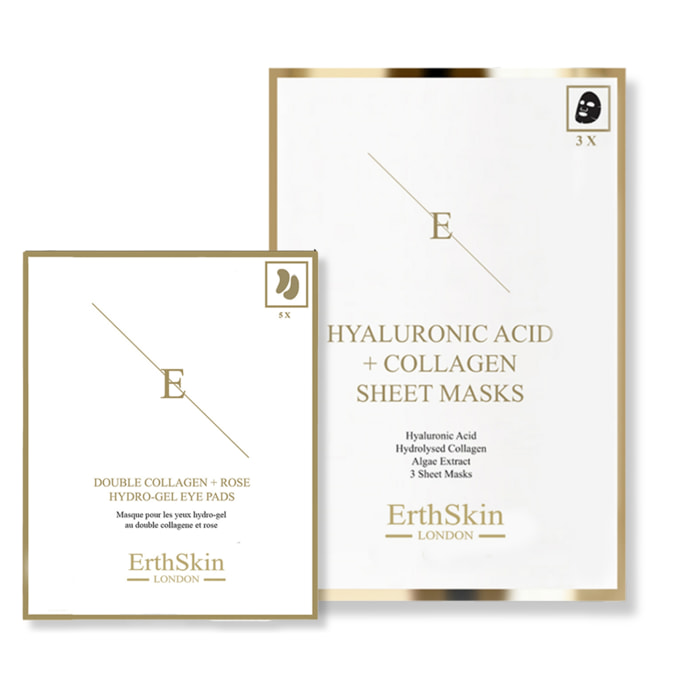 Mascarilla de ácido hialurónico y colágeno + almohadillas para ojos