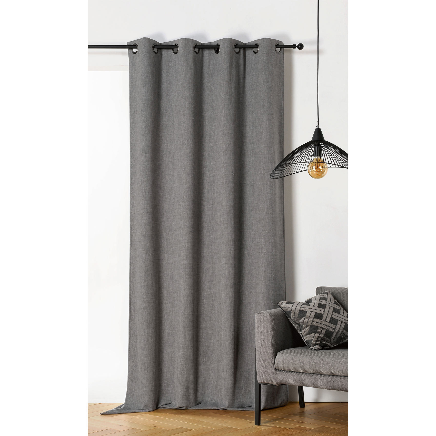 Rideau obscurcissant et isolant  -  - Effet tissé - Gris anthracite