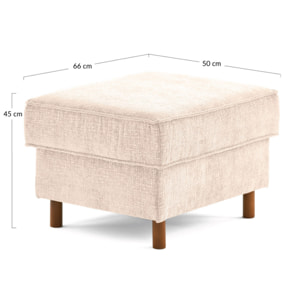 Jake - pouf en tissu velours relief - pieds en bois foncé - Vert