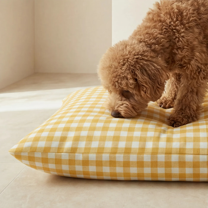 Housse antitaches pour lit pour animal Vichy Jaune