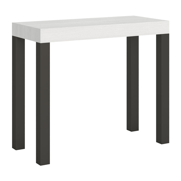 Console extensible 90x40/196 cm Everyday Small Frêne Blanc cadre Anthracite