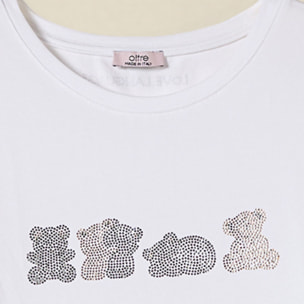 Oltre - T-shirt con micro cristalli - Bianco