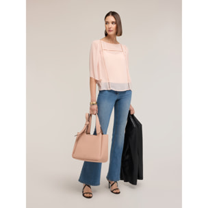 Motivi - Blusa in georgette con ricami ajouré - Rosa