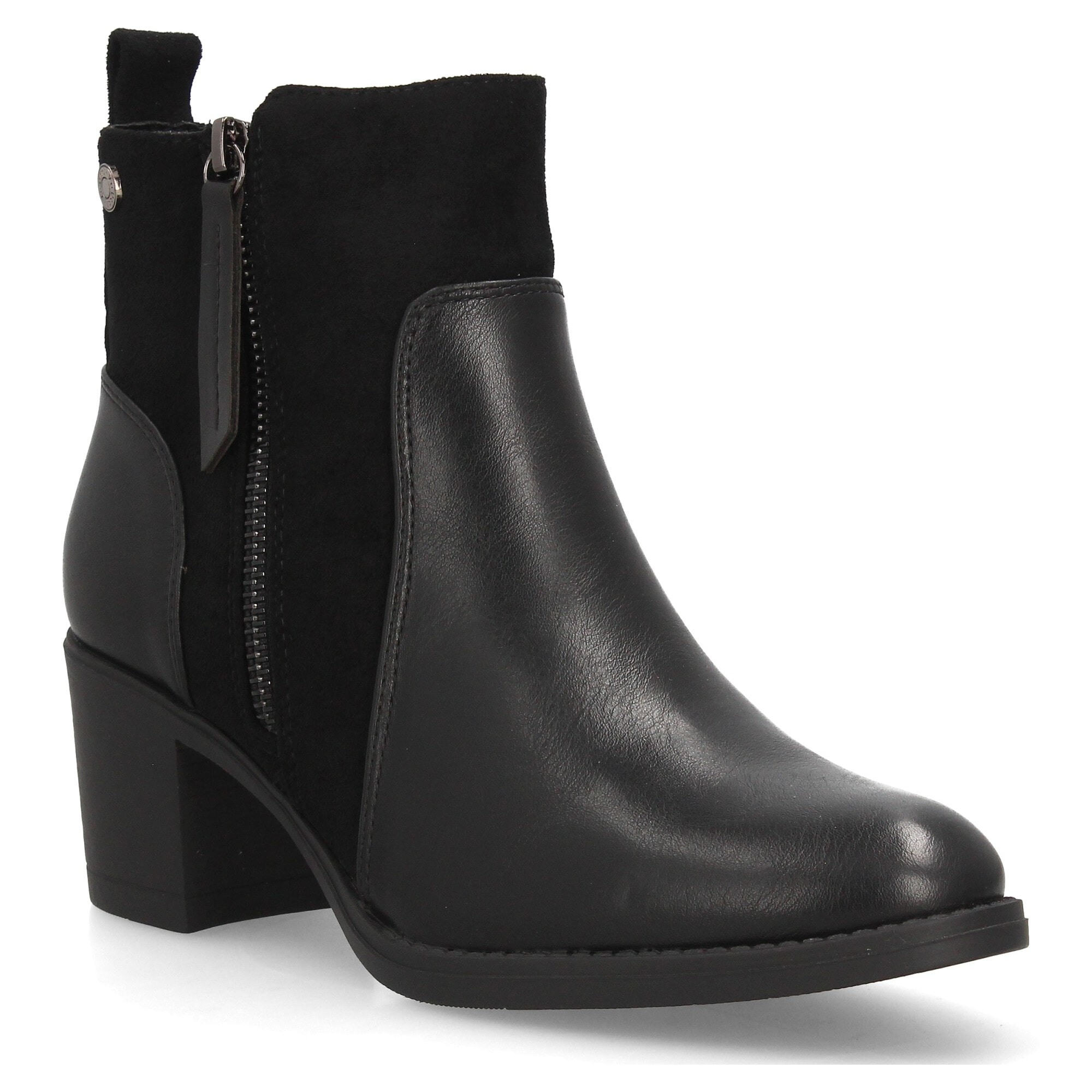 Botines mujer combinados con distintas texturas y cremallera lateral
