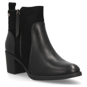 Botines mujer combinados con distintas texturas y cremallera lateral