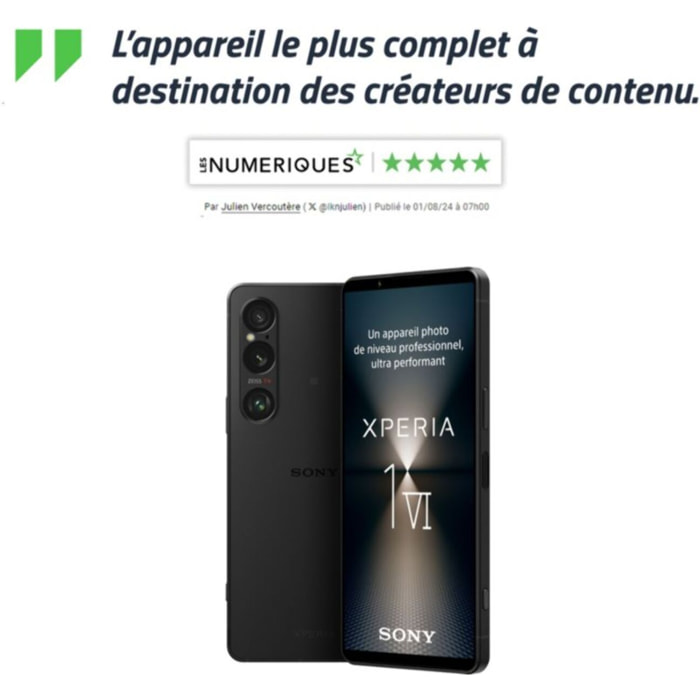 Smartphone SONY Xperia 1 VI Vert 256Go 5G