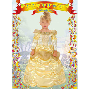 Abito Principessina Delle Fiabe Costume Carnevale Giallo Oro Bambina