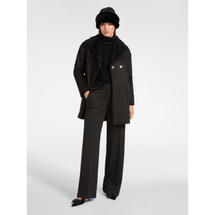 Elena Mirò - Cappotto in tessuto morbido con tasche - Nero