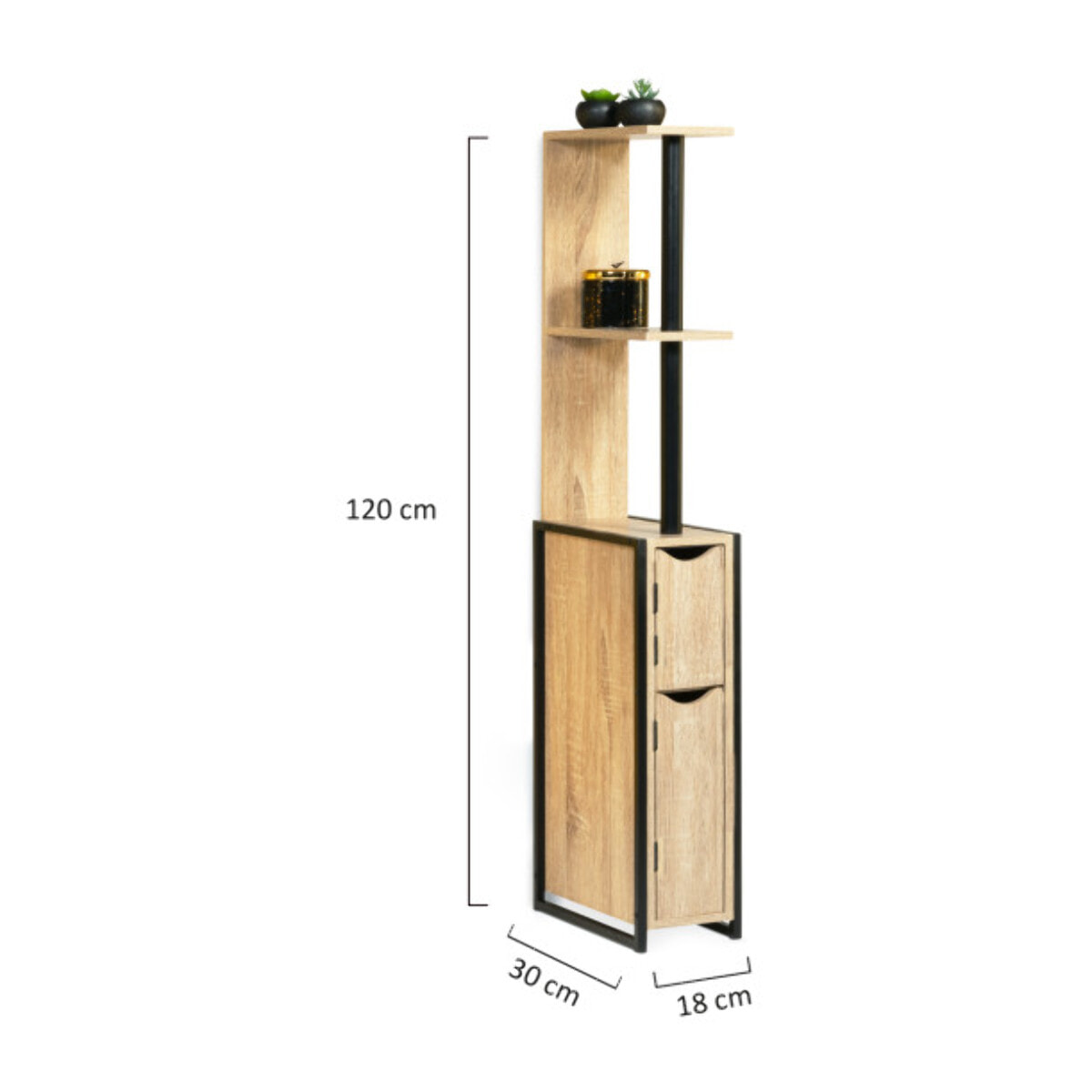 Etagère WC 2 portes bois/métal Timeo