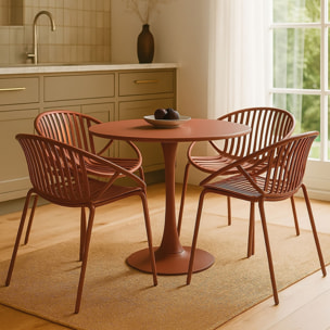 Lot de 4 fauteuils de table brique en polypropylène et métal  CALYPSO