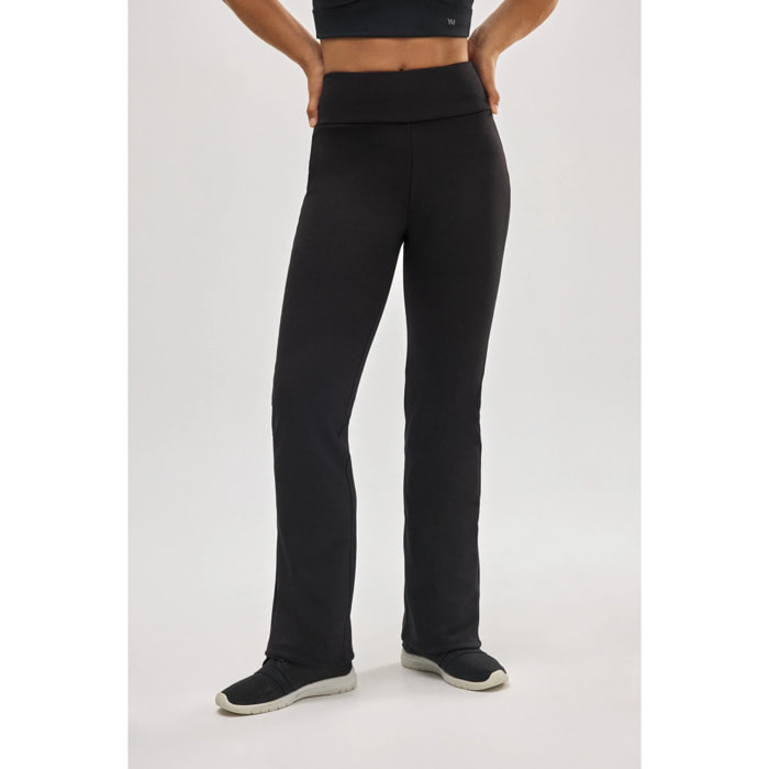 Leggings termici svasati in pile nero, stile sportivo