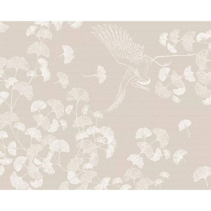 Set pur coton motif jacquard beige Mille ginkos naturel